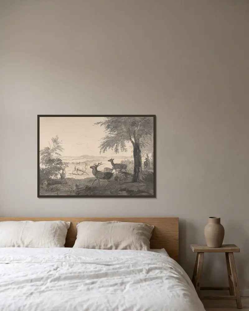 Blick über Dyrehaven von Johan Thomas Lundbye gerahmt an einer Wand