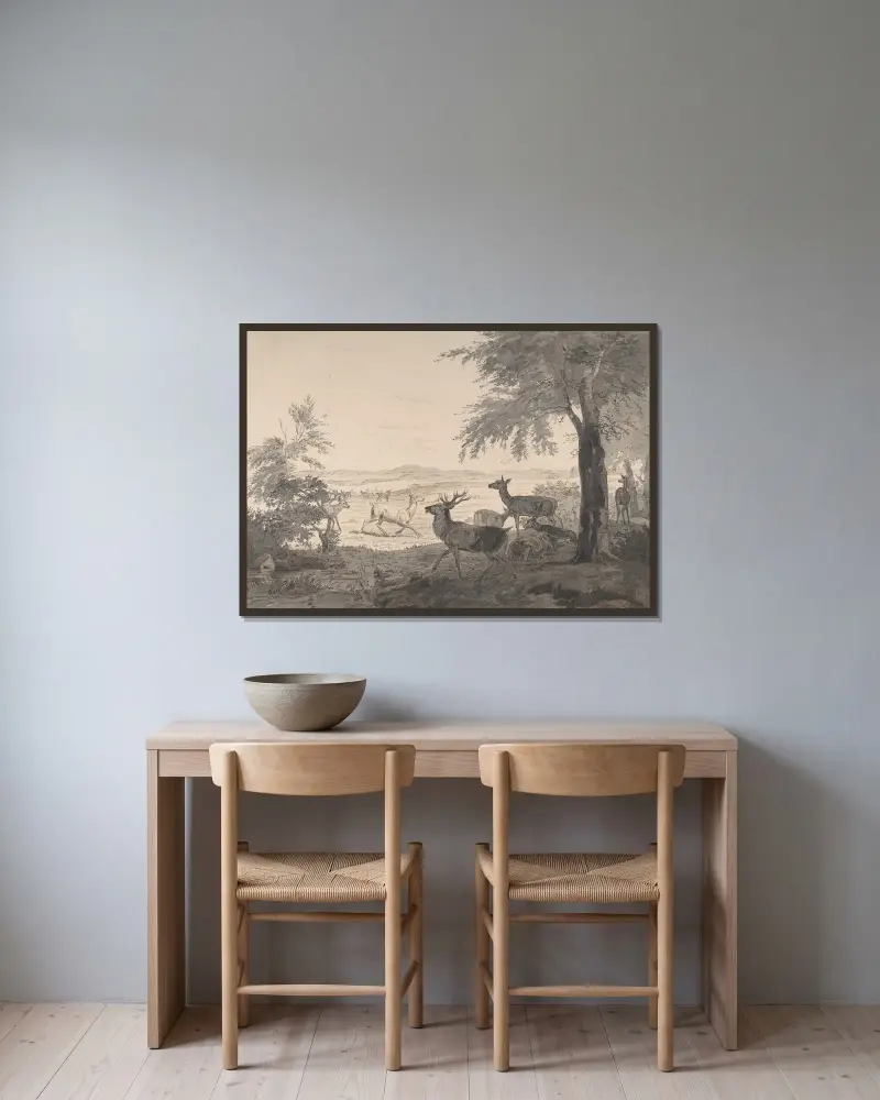 Blick über Dyrehaven von Johan Thomas Lundbye gerahmt an einer Wand
