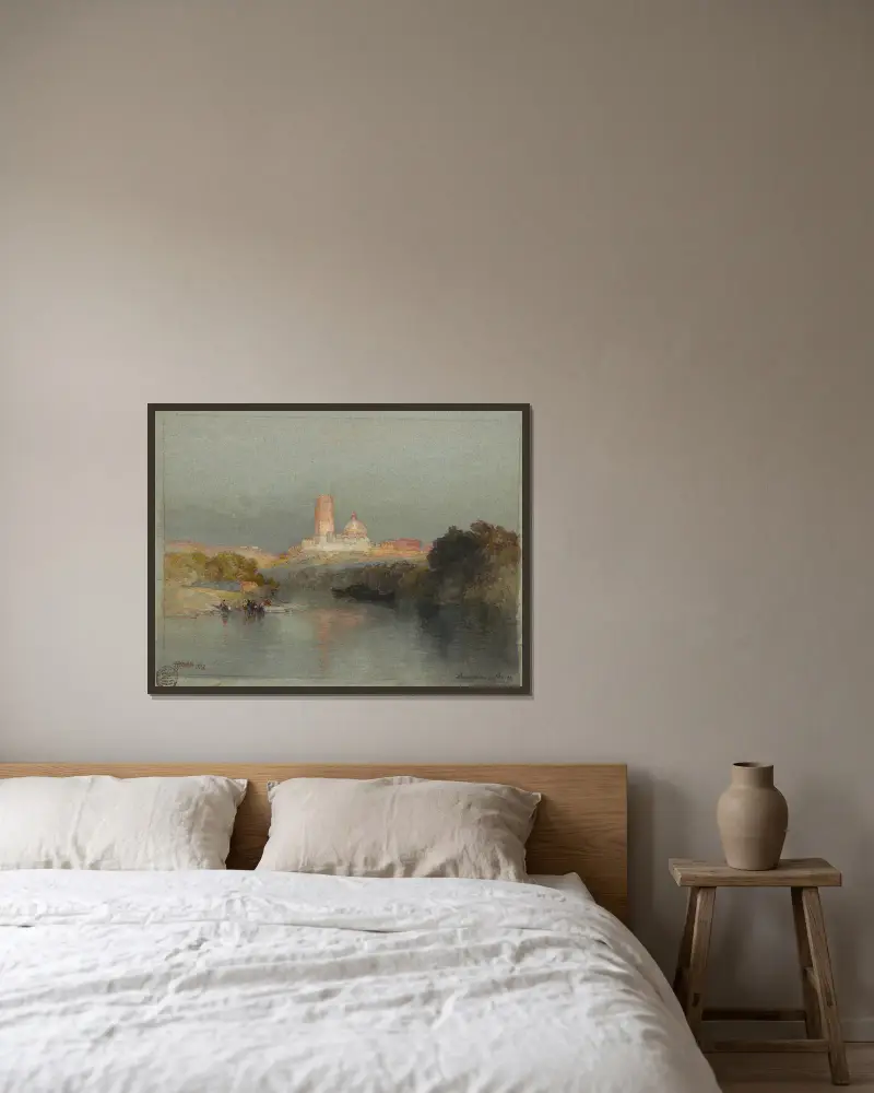 Hacjenda nad rzeką Lerma, San Juan, Meksyk, Thomas Moran w ramie na ścianie