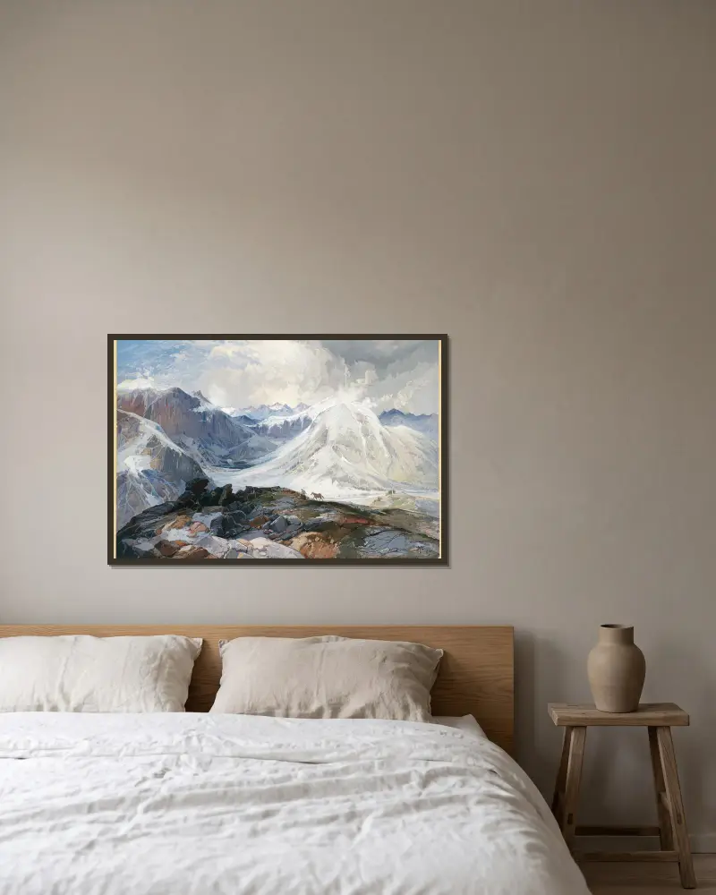 Myggstigen, Klippiga bergen i Colorado, 12 000 fot över havet av Thomas Moran inramad på en vägg