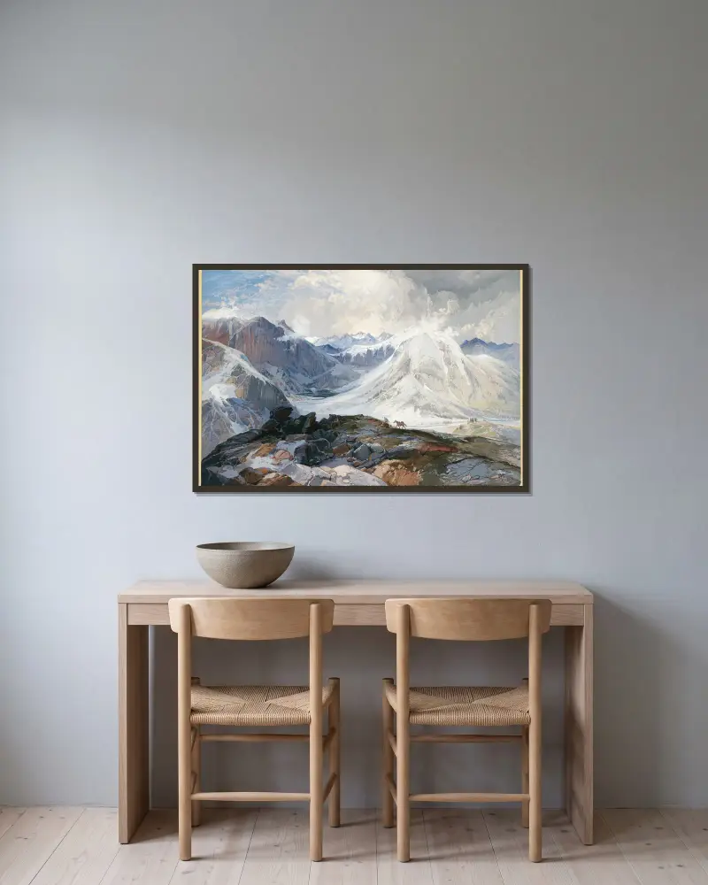 Myggstigen, Klippiga bergen i Colorado, 12 000 fot över havet av Thomas Moran inramad på en vägg