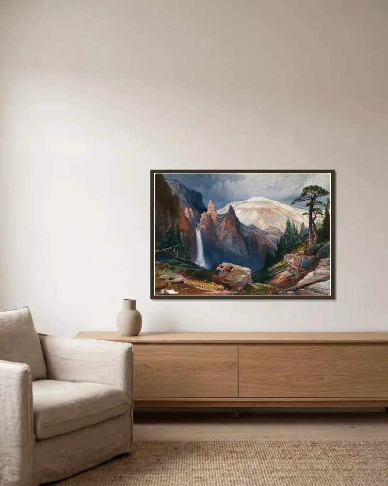 Tower Falls and Sulphur Mountain, Yellowstone av Thomas Moran inramad på en vägg