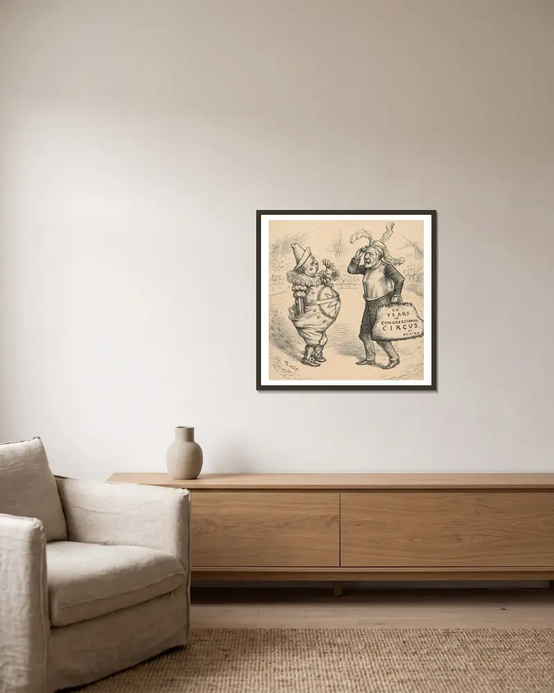 20 Jahre Kongresszirkus von Thomas Nast gerahmt an einer Wand