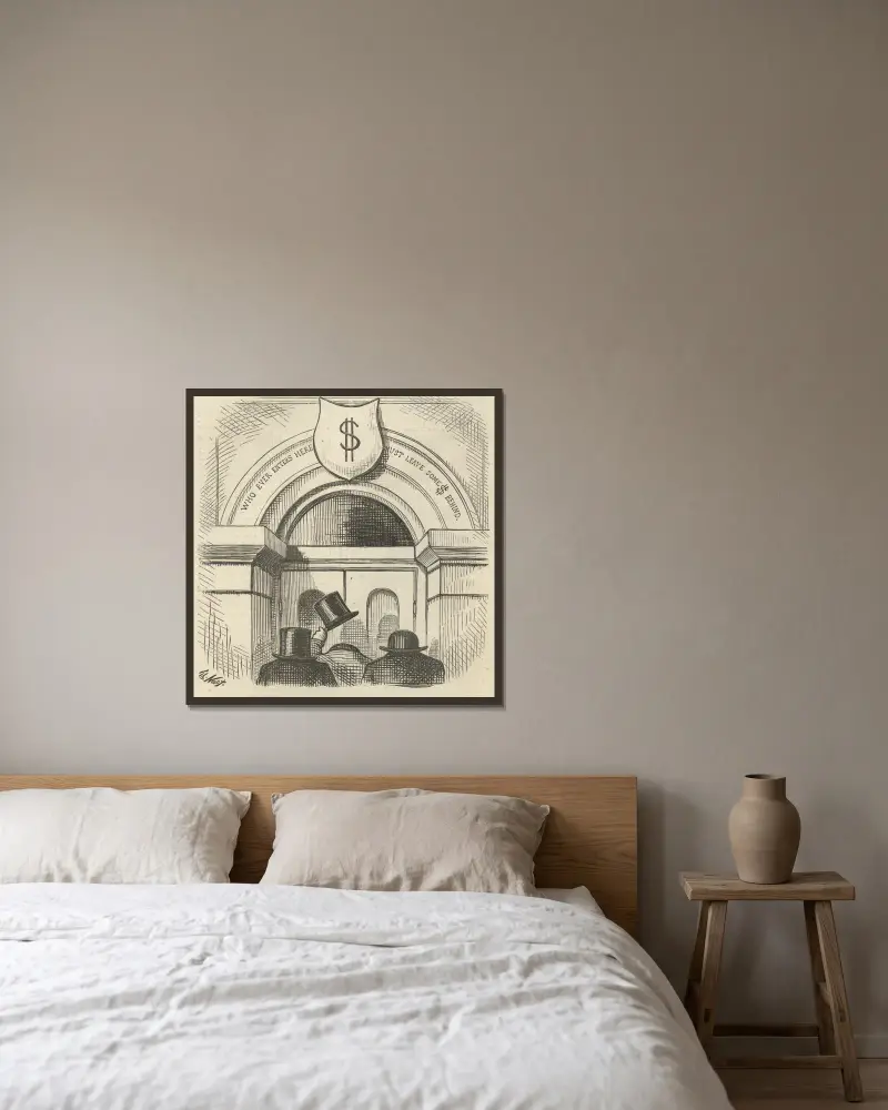 Eine Warnung an den US-Senat von Thomas Nast gerahmt an einer Wand