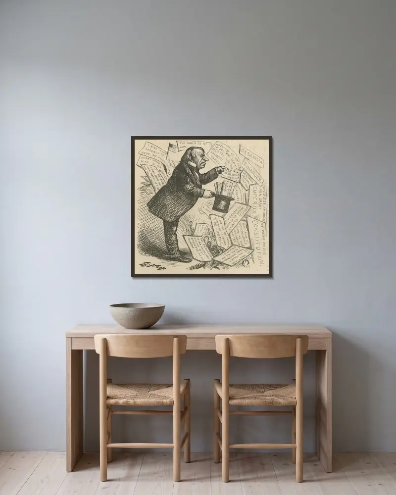 Andy lever än och är i farten med sina gamla trick av Thomas Nast inramad på en vägg