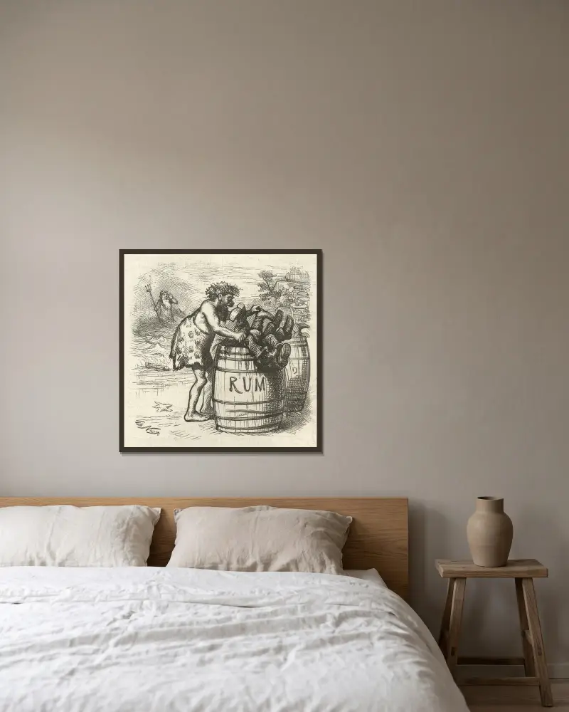 Bachus topi więcej niż Neptun, Thomas Nast w ramie na ścianie