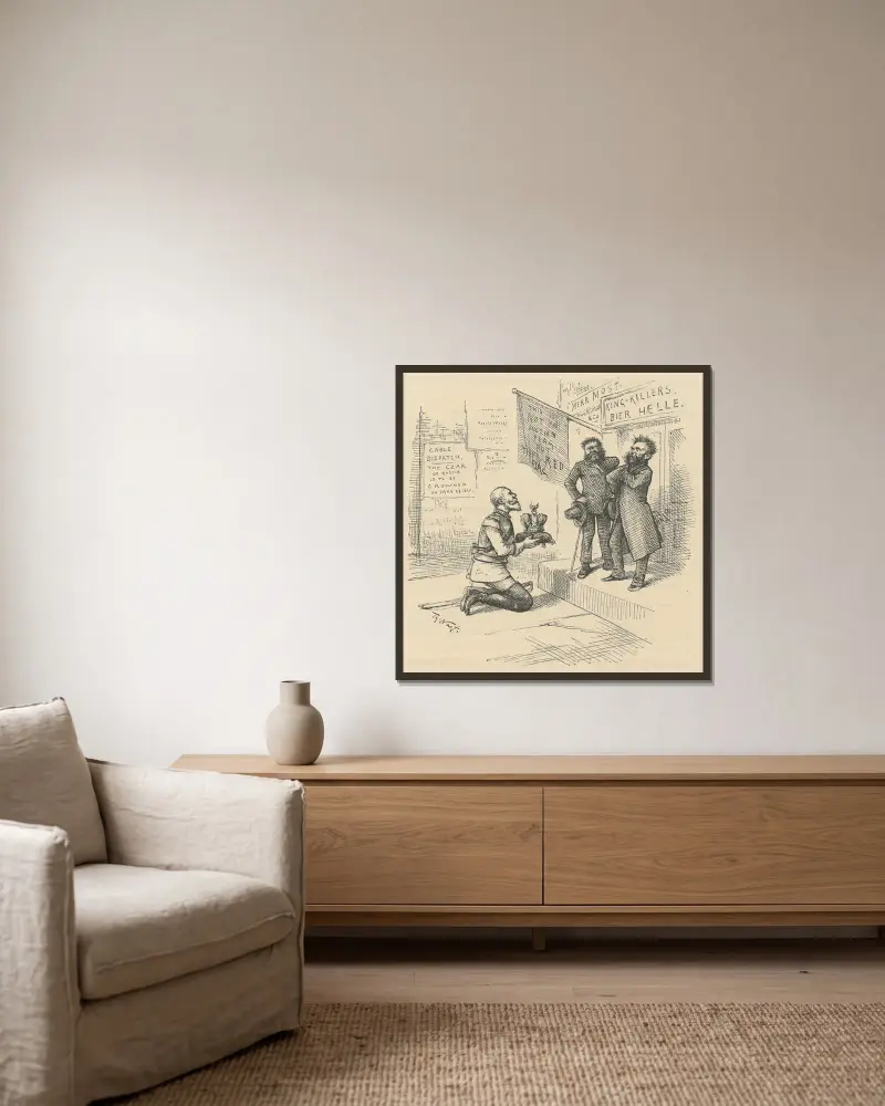 Mit Erlaubnis Ihrer Königlichen Hoheiten von Thomas Nast gerahmt an einer Wand
