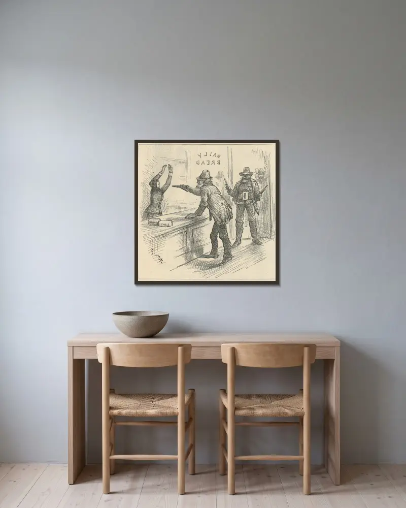 Die Boykottierung der Landstraßen von Thomas Nast gerahmt an einer Wand