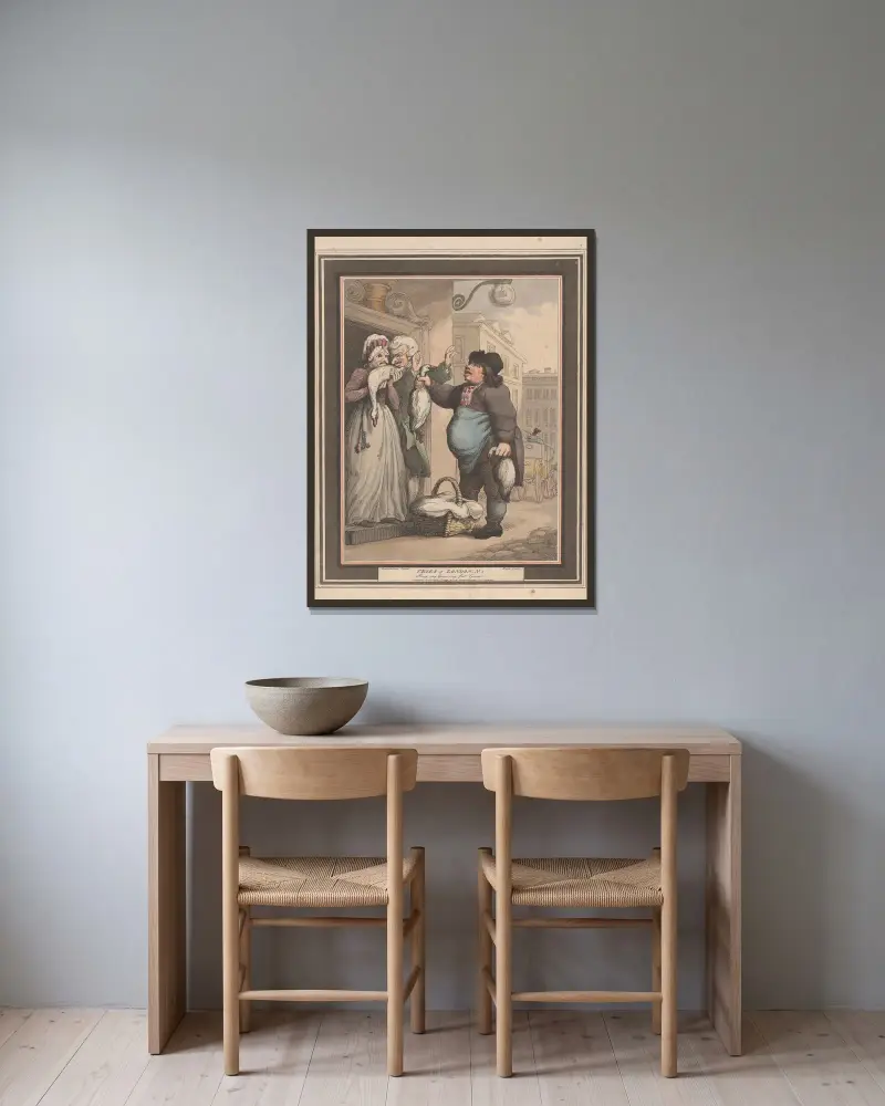 Nr 2; Köp min gås, min feta gås av Thomas Rowlandson inramad på en vägg