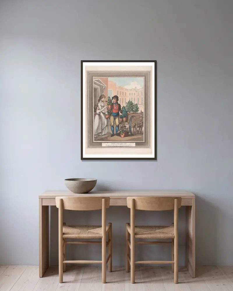 Nr 6; Allt växer, här är blommor av Thomas Rowlandson inramad på en vägg