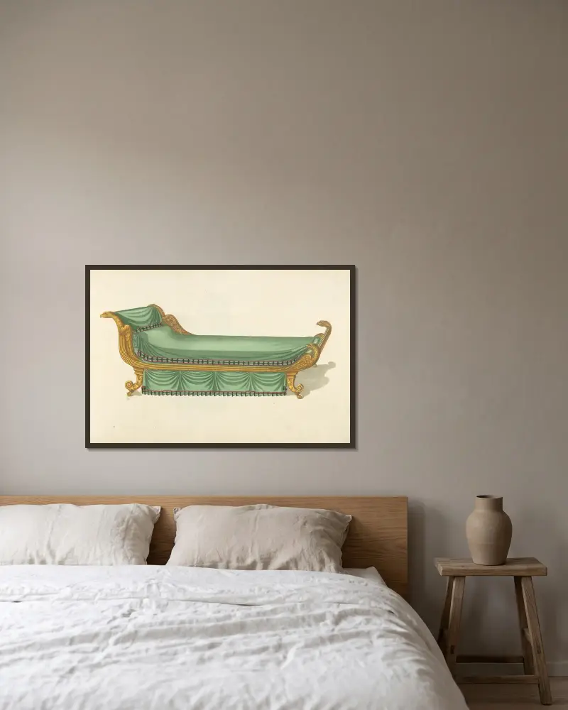 Chaise longue, Thomas Sheraton v rámu na stěně