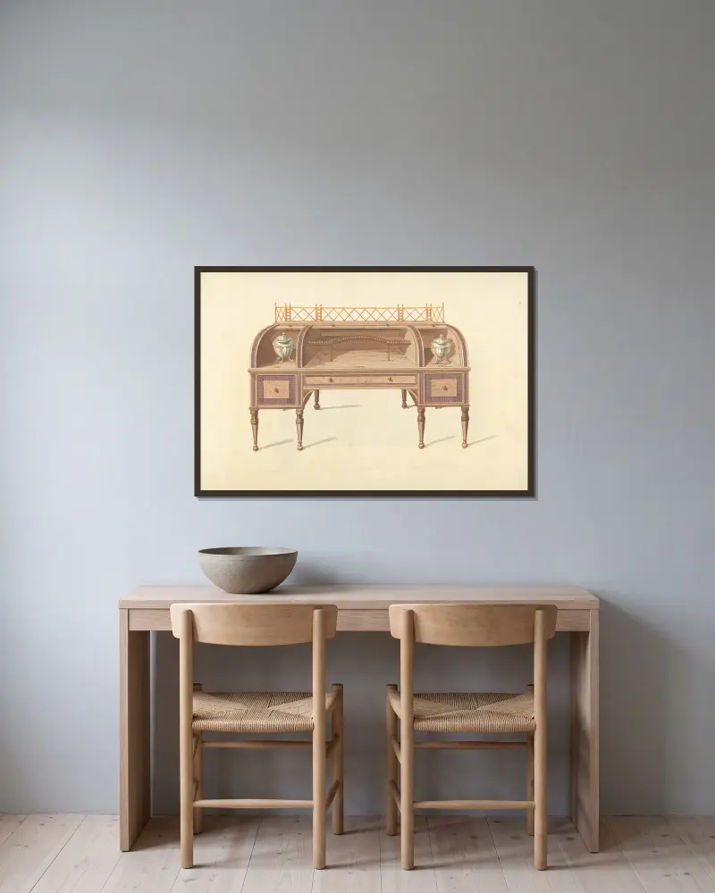 Schreibtisch von Thomas Sheraton gerahmt an einer Wand