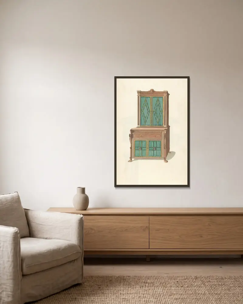 Sekretär mit Bücherregal von Thomas Sheraton gerahmt an einer Wand