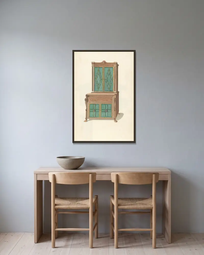 Sekretär mit Bücherregal von Thomas Sheraton gerahmt an einer Wand