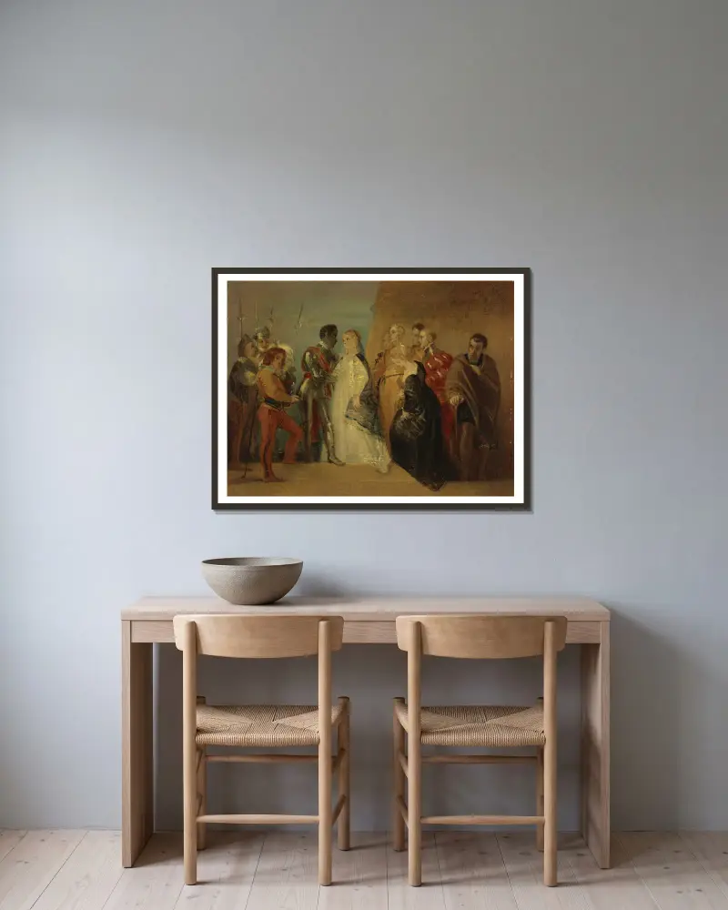 Othellův návrat, „Othello“, akt II, scéna II, Thomas Stothard v rámu na stěně