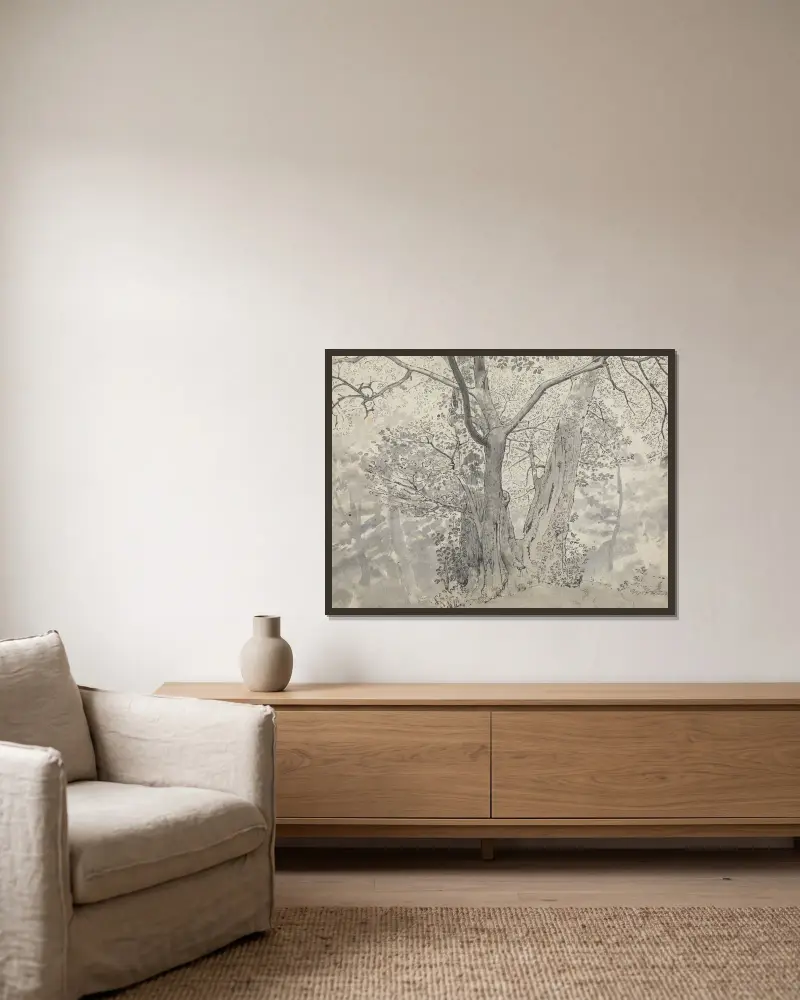 Tree Study av Thomas Stothard inramad på en vägg