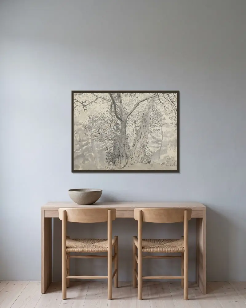 Tree Study av Thomas Stothard inramad på en vägg