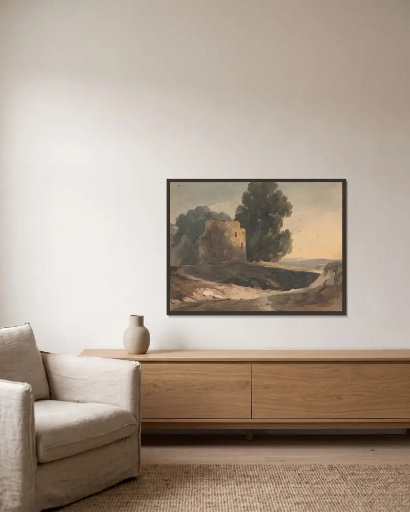 Landscape with Ruined Castle, Trees av Thomas Sully inramad på en vägg