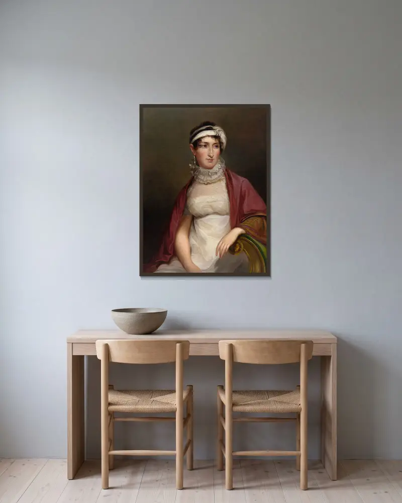 Mary Harvey,Mrs. Paul Beck av Thomas Sully inramad på en vägg