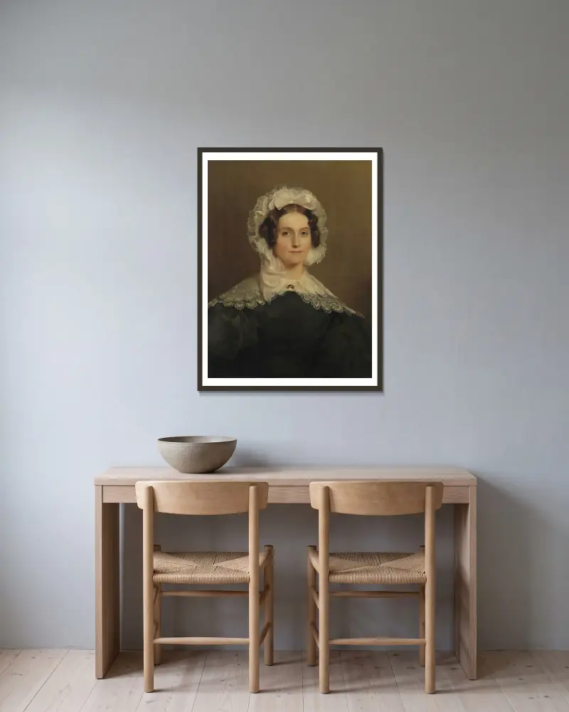 Mary Stout, hustru till Richard Stout av Thomas Sully inramad på en vägg