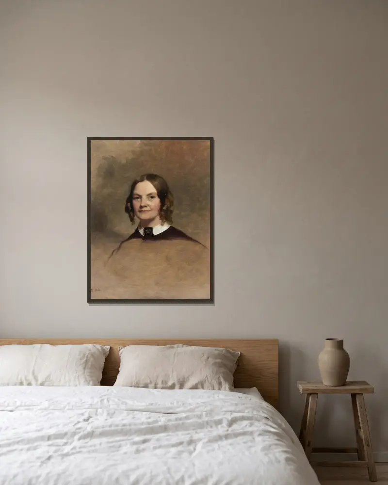 Porträtt av Mrs. George H. Crossman av Thomas Sully inramad på en vägg