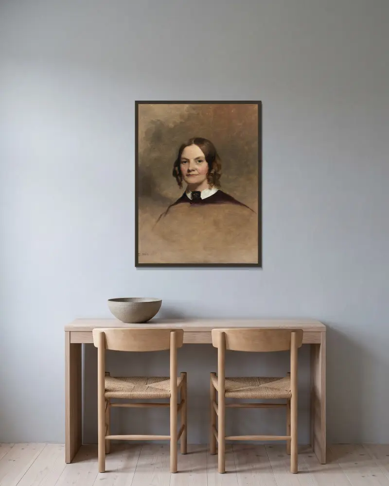 Porträtt av Mrs. George H. Crossman av Thomas Sully inramad på en vägg