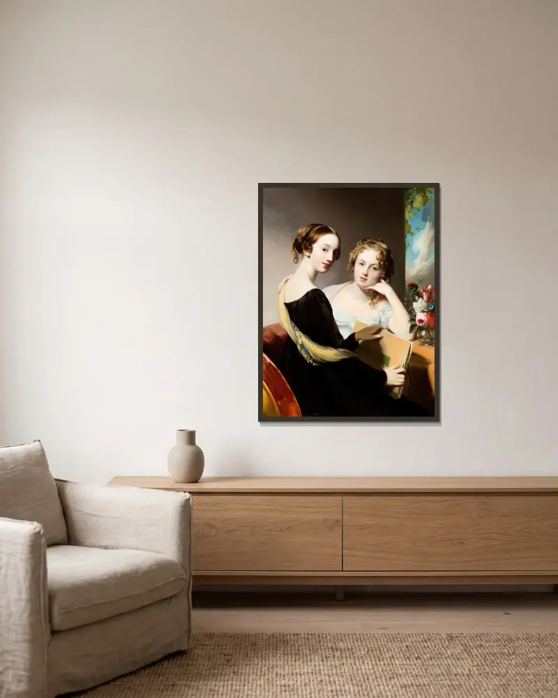 Portrait of the Misses Mary and Emily McEuen av Thomas Sully inramad på en vägg