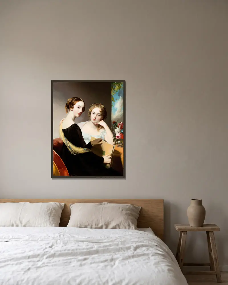 Portrait of the Misses Mary and Emily McEuen av Thomas Sully inramad på en vägg