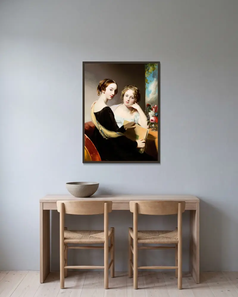 Portrait of the Misses Mary and Emily McEuen av Thomas Sully inramad på en vägg