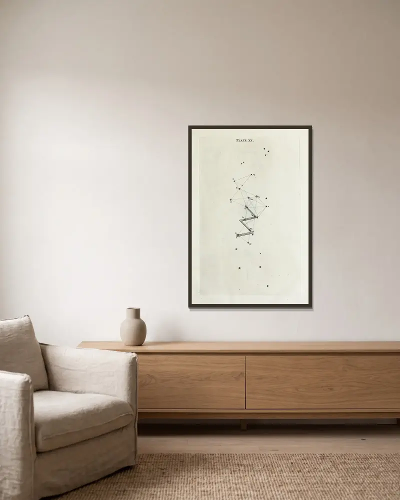 Eine originelle Theorie oder neue Hypothese des Universums, Tafel XX von Thomas Wright gerahmt an einer Wand