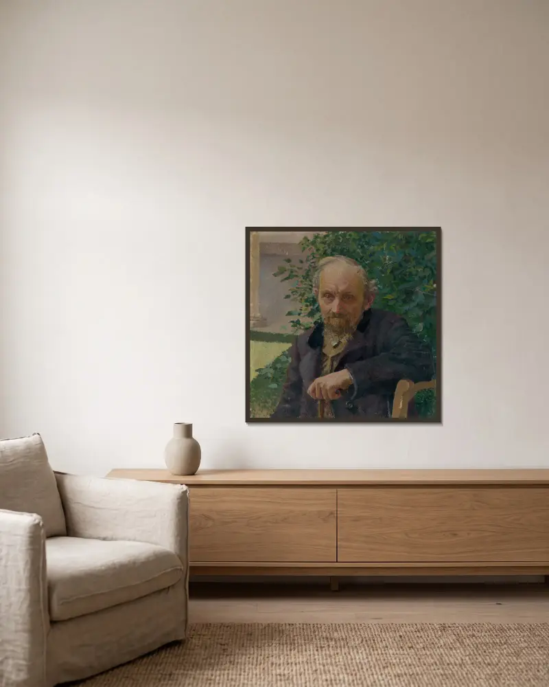 Porträt eines alten Mannes von Milan Thomka Mitrovský gerahmt an einer Wand