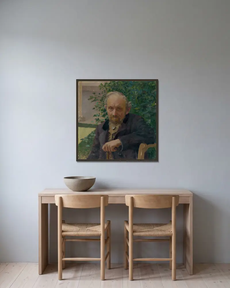 Porträt eines alten Mannes von Milan Thomka Mitrovský gerahmt an einer Wand