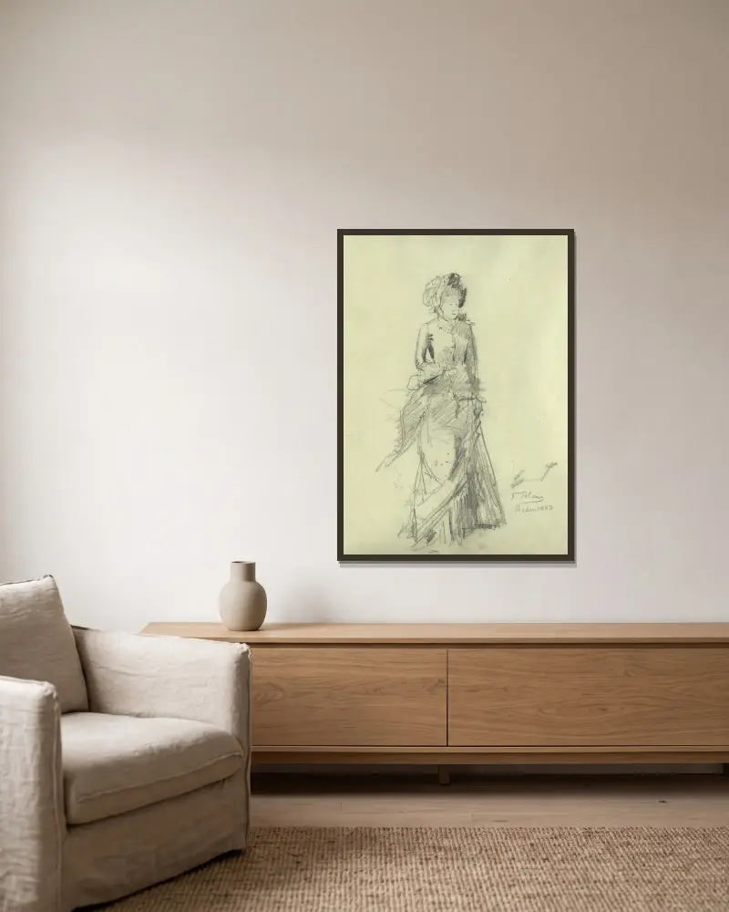 Dame im Prater (Studie zum Praterbild im Belvedere) av Tina Blau inramad på en vägg