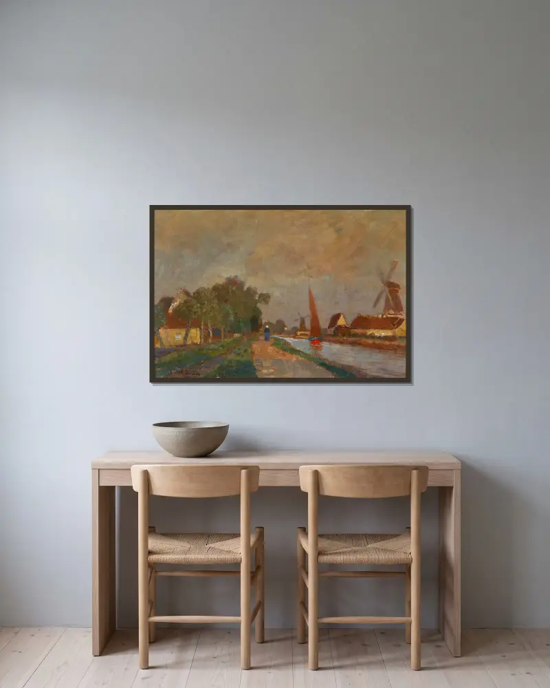 Motiv från Franeker av Tina Blau inramad på en vägg