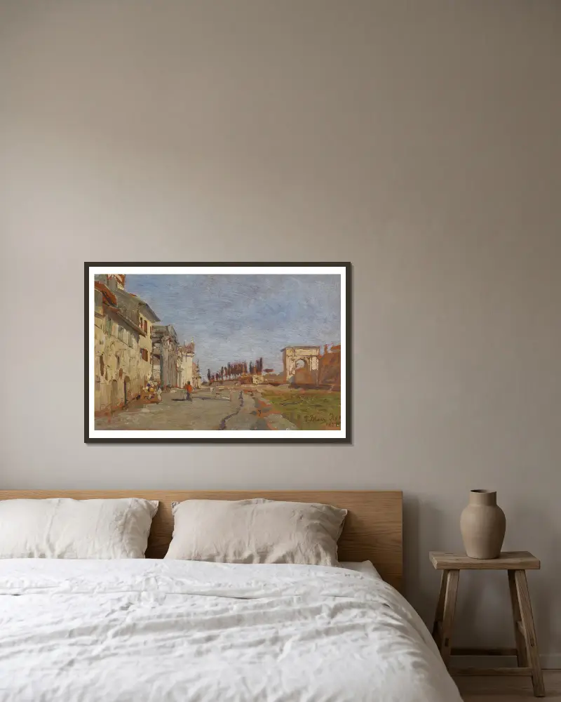 Römisches Capriccio mit Titusbogen von Tina Blau gerahmt an einer Wand
