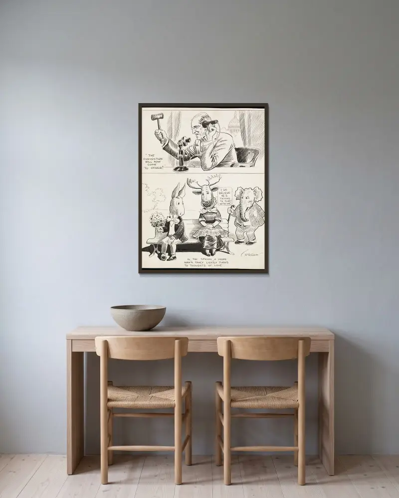 Im Frühling wenden sich die Gedanken eines jungen Mannes leicht der Liebe zu von John Tinney McCutcheon gerahmt an einer Wand