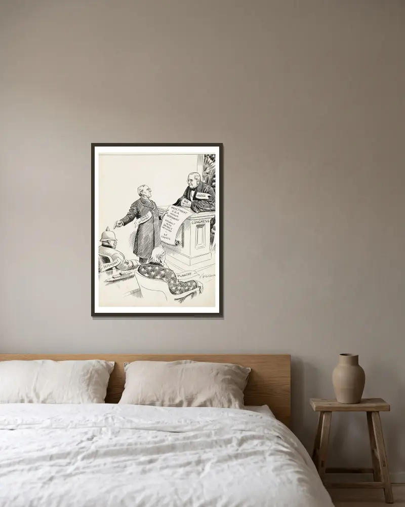 Der Staat legt seinen Fall dar von John Tinney McCutcheon gerahmt an einer Wand