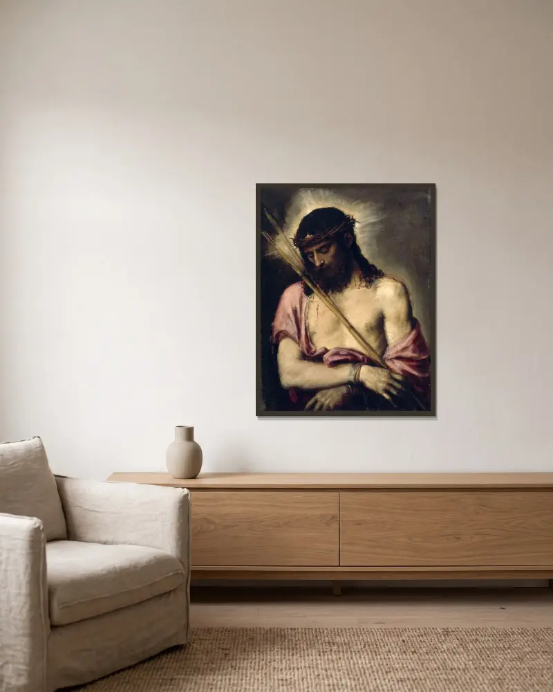 Ecce Homo, 1558 av Titian inramad på en vägg