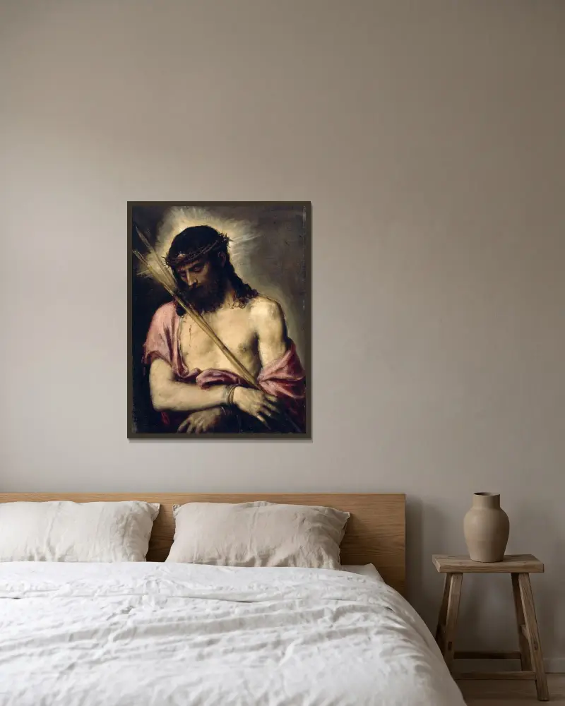 Ecce Homo, 1558 av Titian inramad på en vägg