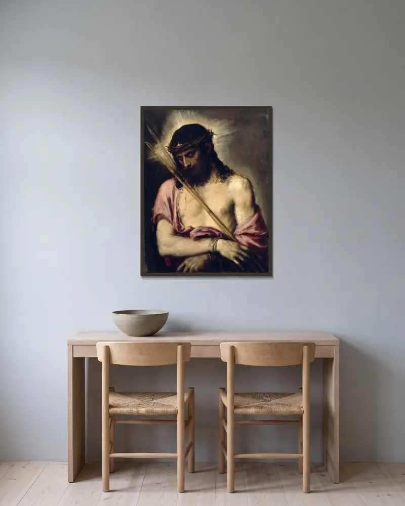 Ecce Homo, 1558 av Titian inramad på en vägg
