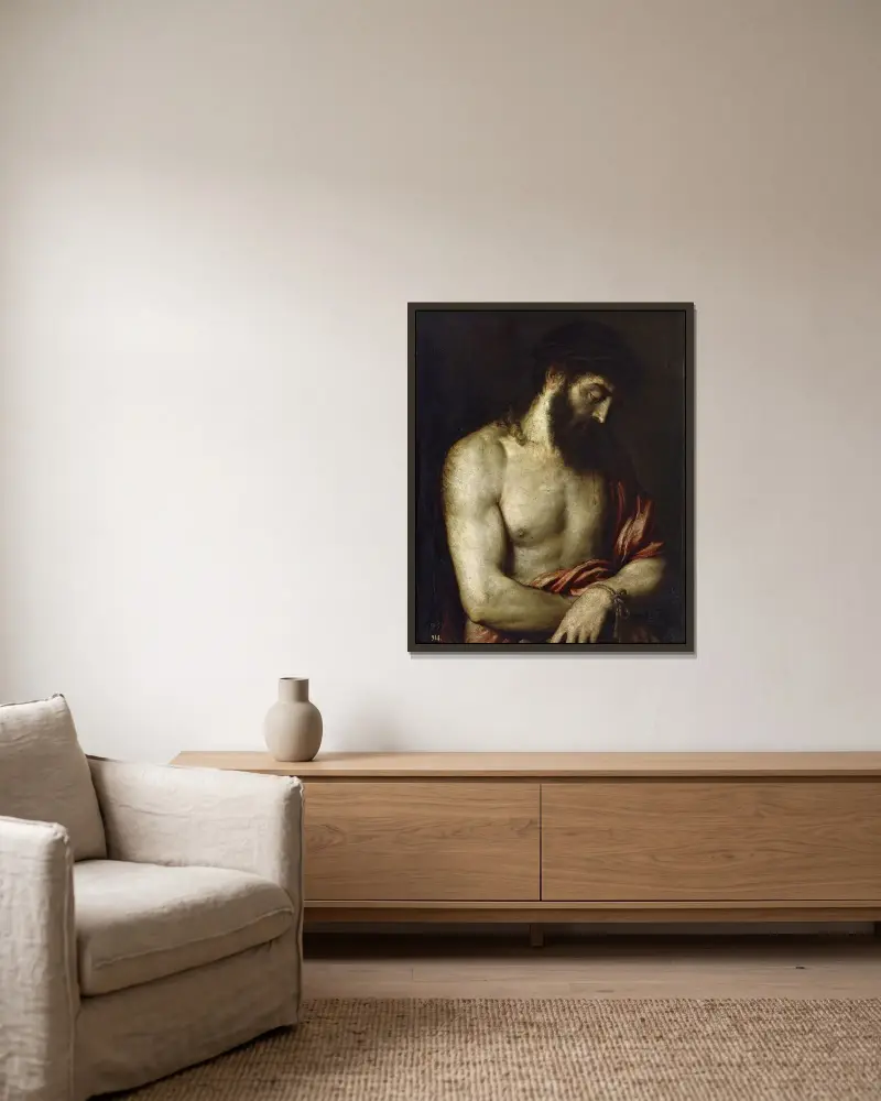 Ecce Homo, 1547 von Titian gerahmt an einer Wand