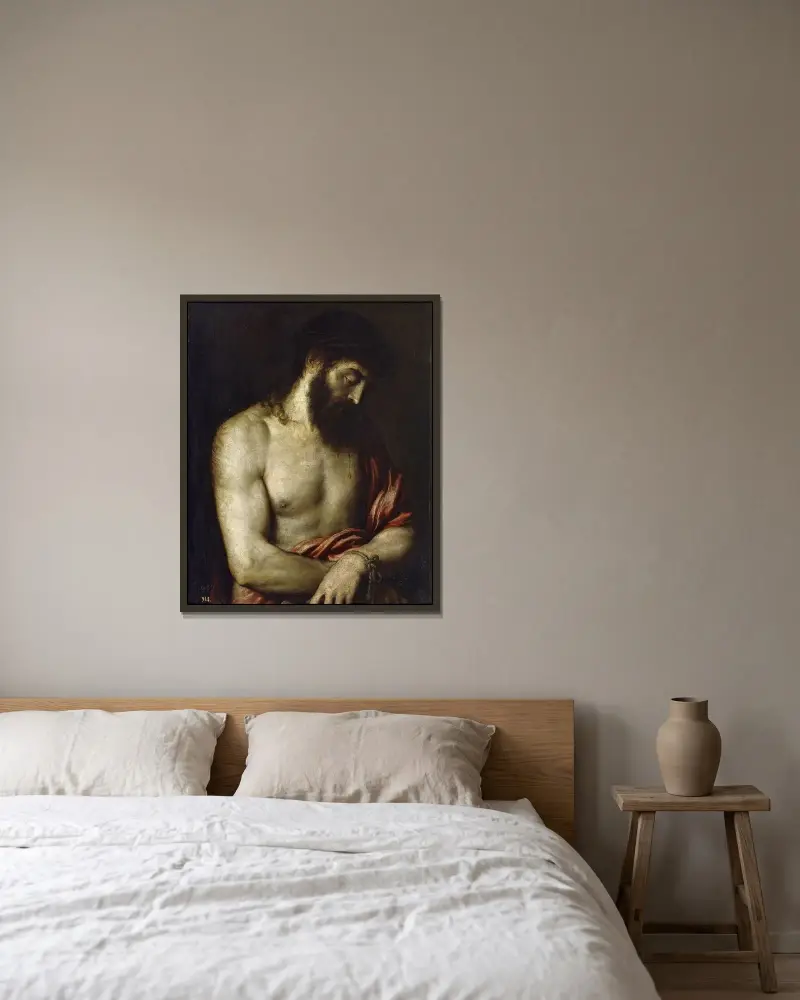 Ecce Homo, 1547 von Titian gerahmt an einer Wand