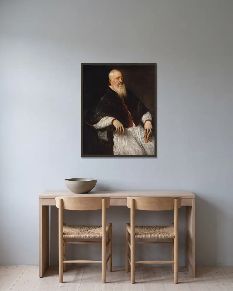 Filippo Archinto, ärkebiskop av Milano av Titian inramad på en vägg