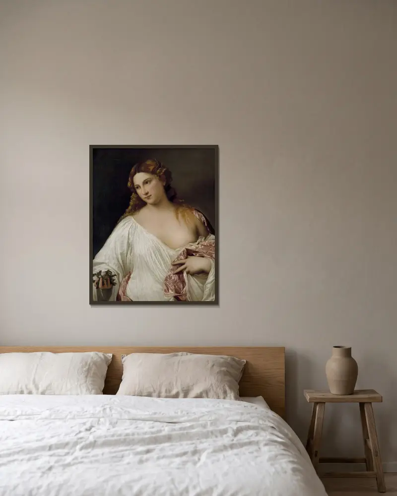 Flora av Titian inramad på en vägg