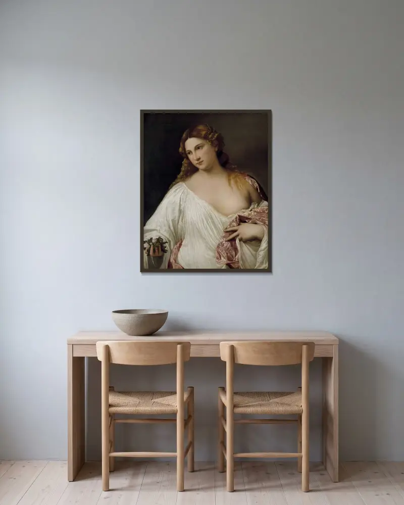 Flora av Titian inramad på en vägg