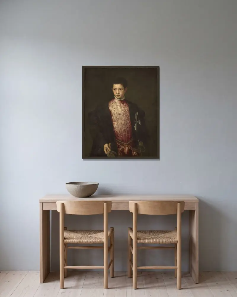 Ranuccio Farnese von Titian gerahmt an einer Wand