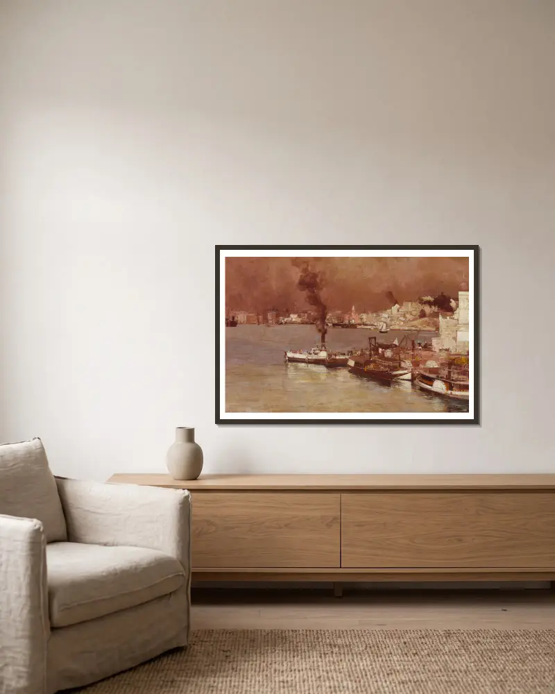 En höstmorgon, Milson's Point, Sydney av Tom Roberts inramad på en vägg