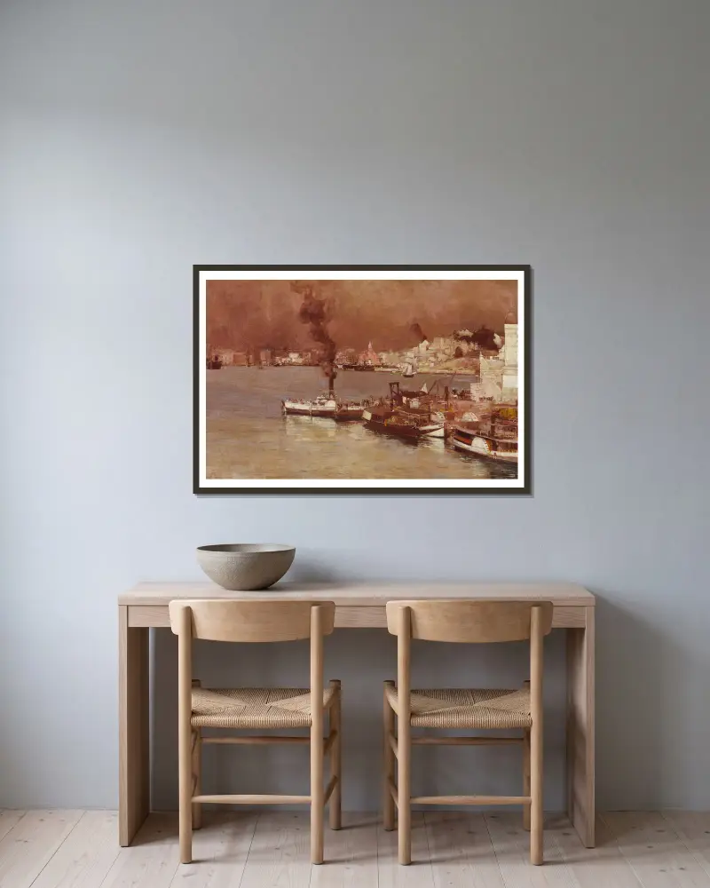 En höstmorgon, Milson's Point, Sydney av Tom Roberts inramad på en vägg