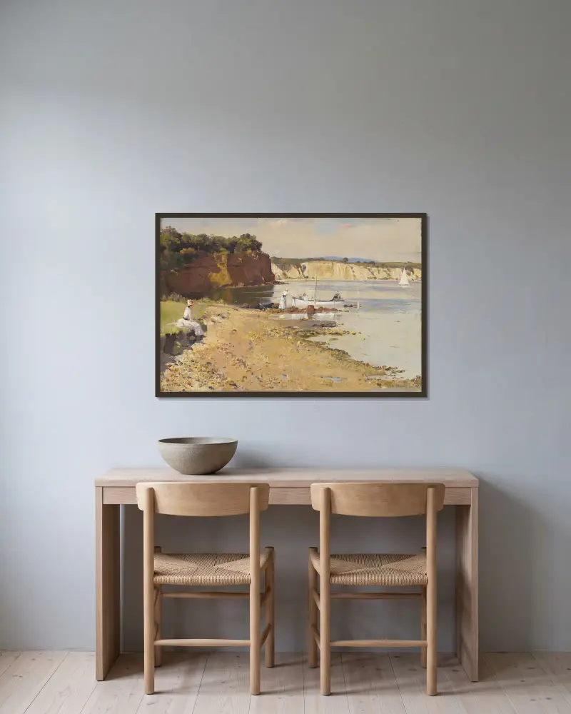 Schlummerndes Meer, Mentone von Tom Roberts gerahmt an einer Wand