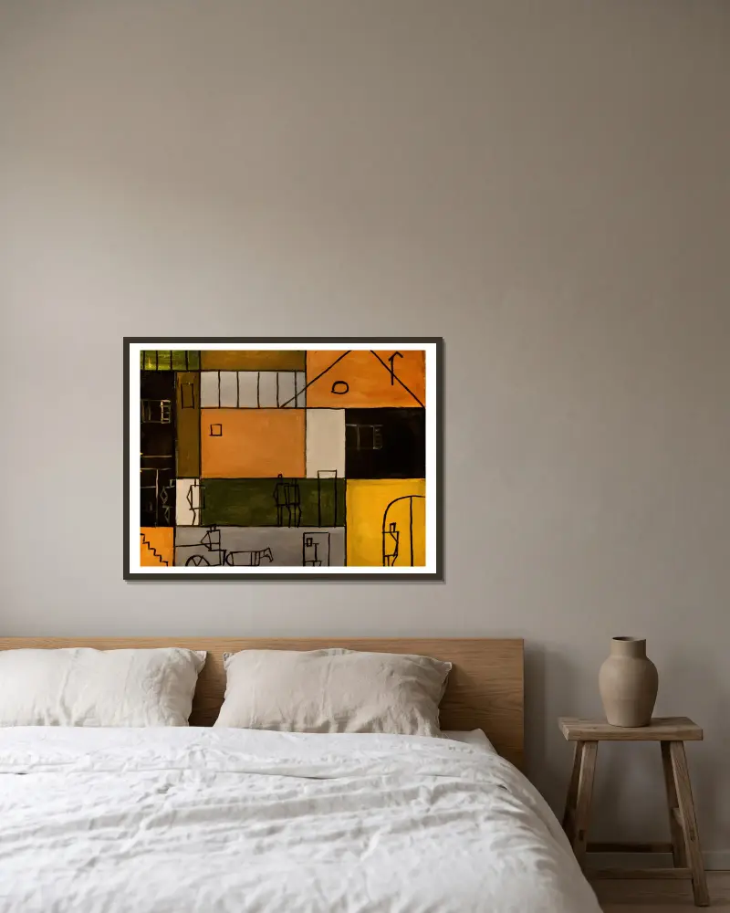 Pintura constructiva, 1929 – nr 1 av Joaquín Torres-García inramad på en vägg
